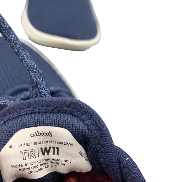 Allbirds Womens Tree Runner Size 11 Marine Blue Knit Shoes Light Breezy Sneaker - Picture 9 of 11